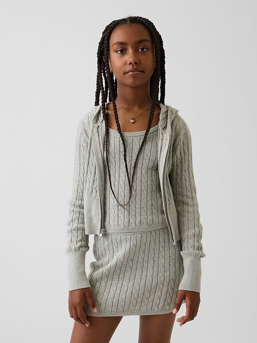 Gap Kids 100% Cotton Cable-Knit Sweater Zip Hoodie — photo 1