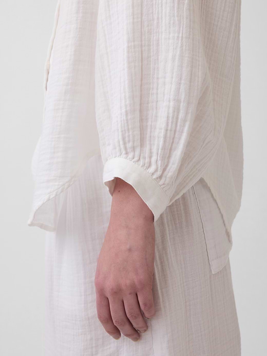 Gap Cotton Gauze Oversized Collarless Shirt — photo 5