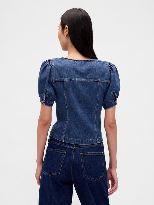 Gap Puff-Sleeve Seamed Top — photo 4