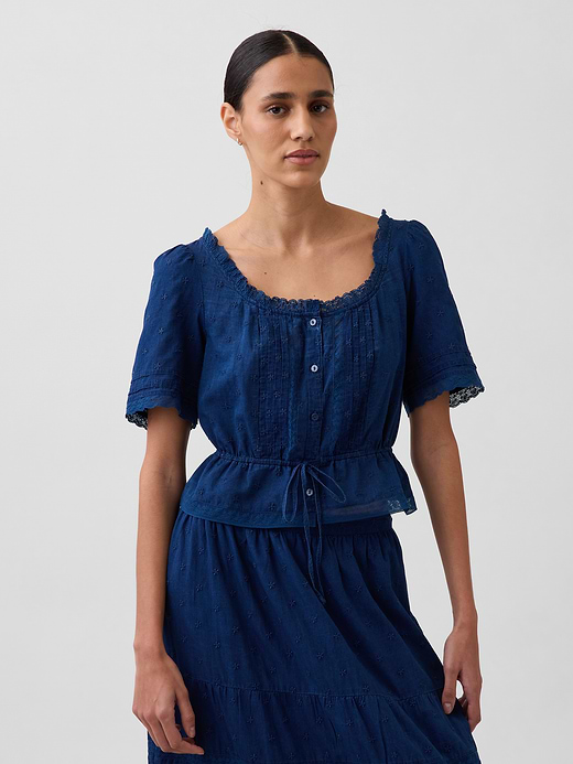 Gap Lace-Trim Peplum Top — photo 1