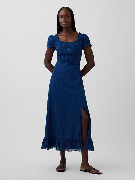 Gap Embroidered Puff-Sleeve Maxi Dress — photo 1