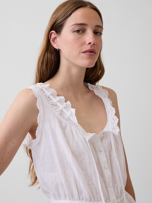 Gap Eyelet Tie-Front Crop Peplum Top — photo 5