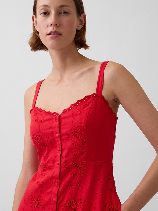 Gap Linen-Blend Embroidered Cami Maxi Dress — photo 5