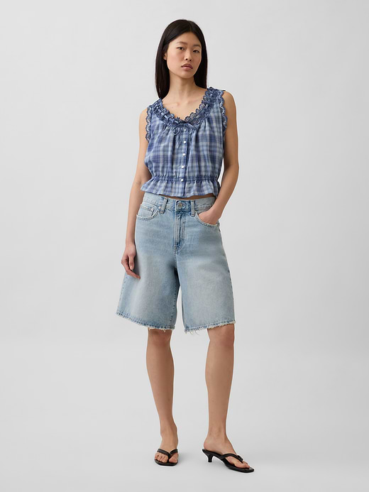 Gap Eyelet Tie-Front Crop Peplum Top — photo 3