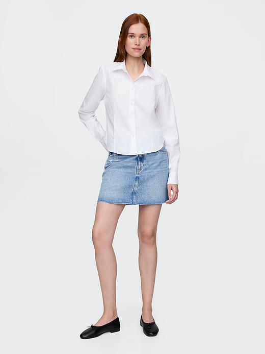 Gap Organic Cotton Fitted Crop Shirt — photo 4