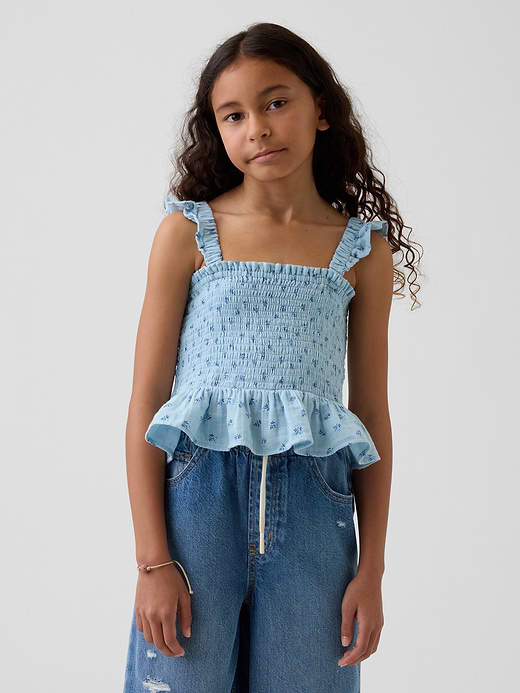 Gap Kids Cotton Gauze Smocked Peplum Top — photo 1