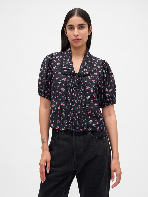 Gap Puff-Sleeve Collared Top — photo 1