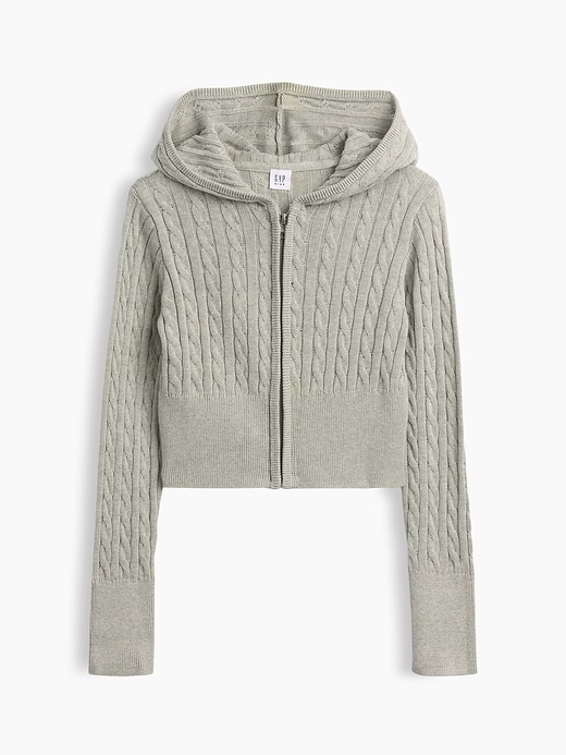 Gap Kids 100% Cotton Cable-Knit Sweater Zip Hoodie — photo 3