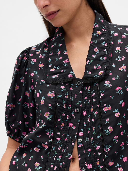 Gap Puff-Sleeve Collared Top — photo 5