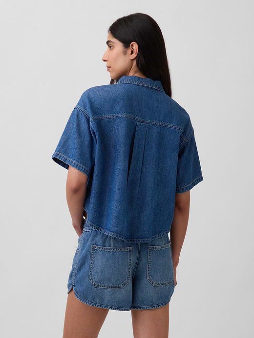 Gap UltraSoft Denim Oversized Camp Shirt — photo 4