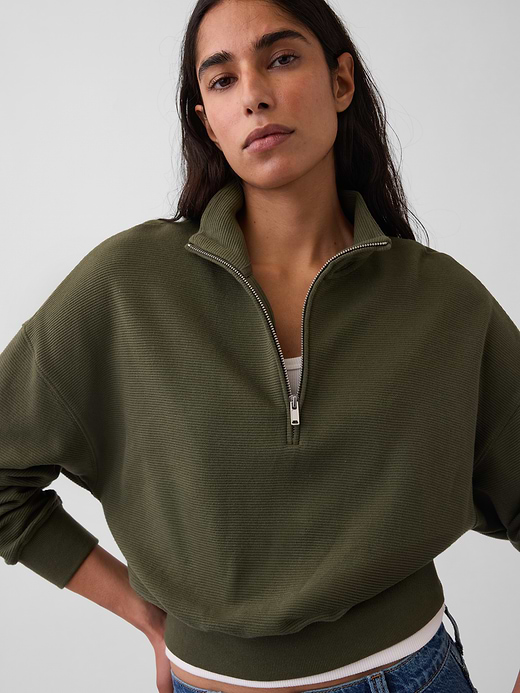 Gap Textured Cotton Oversized Half-Zip Pullover — photo 5