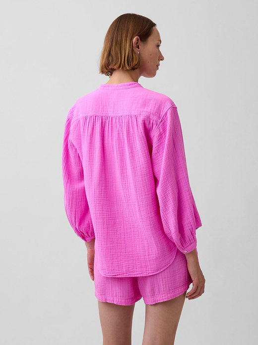 Gap Cotton Gauze Oversized Collarless Shirt — photo 4