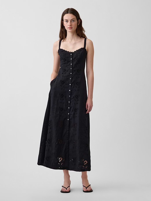 Gap Linen-Blend Embroidered Cami Maxi Dress — photo 1