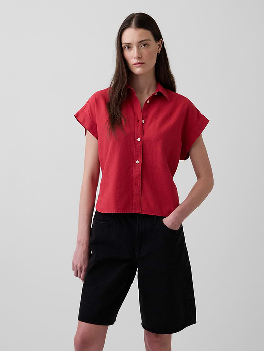 Gap Linen-Blend Oversized Shirt — photo 1