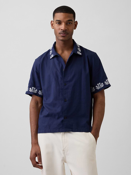 Gap Linen-Cotton Relaxed Straight-Hem Shirt — photo 1