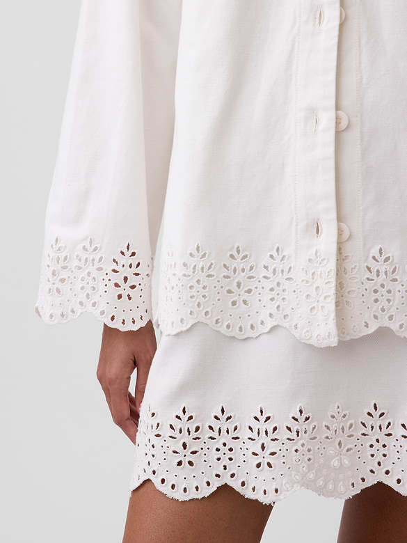Gap Eyelet Hem Relaxed Shirt Jacket — photo 6