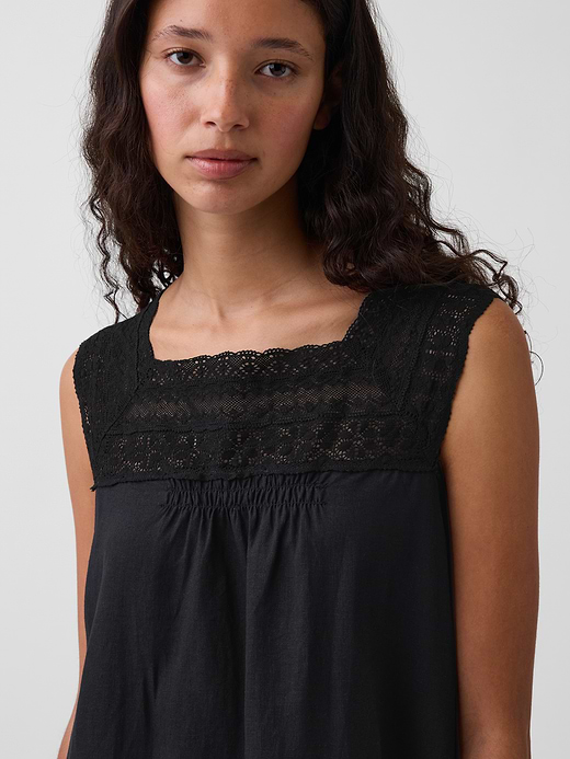 Gap Linen-Blend Crochet Yoke Mini Dress — photo 5