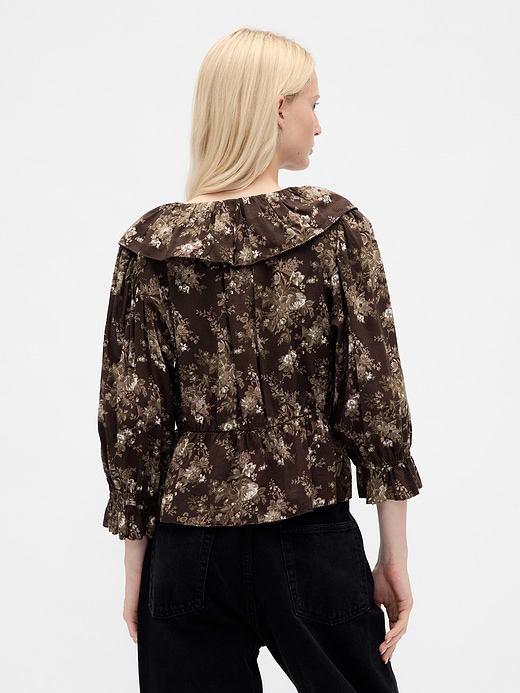 Gap Ruffle Collar V-Neck Top — photo 4