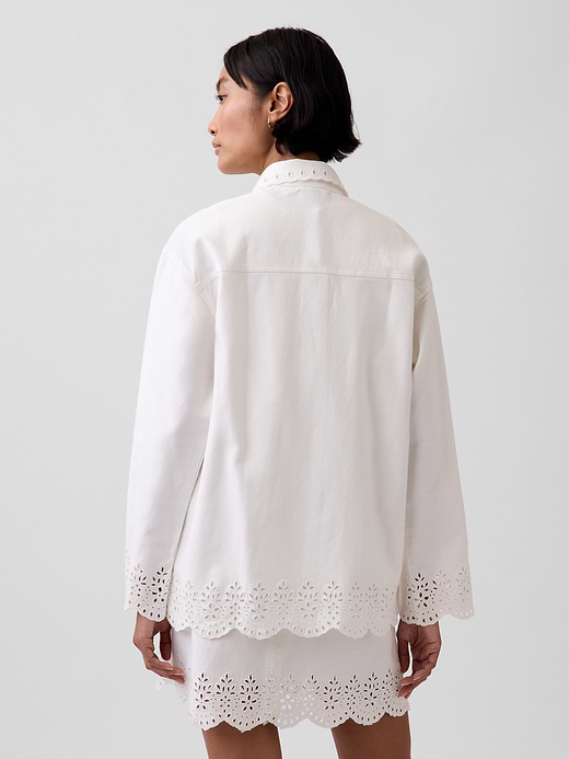 Gap Eyelet Hem Relaxed Shirt Jacket — photo 4
