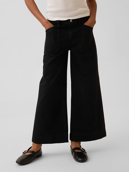 Gap Kids High Rise Stride Wide-Leg Ankle Jeans — photo 4