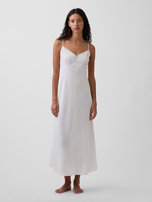 Gap Linen-Blend Embroidered Midi Dress — photo 1