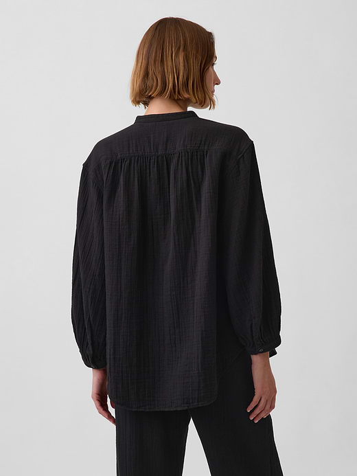 Gap Cotton Gauze Oversized Collarless Shirt — photo 4