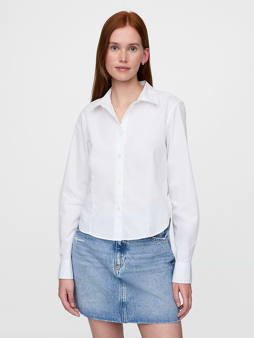 Gap Organic Cotton Fitted Crop Shirt — photo 1