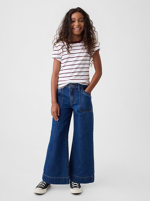 Gap Kids High Rise Stride Wide-Leg Ankle Jeans — photo 1