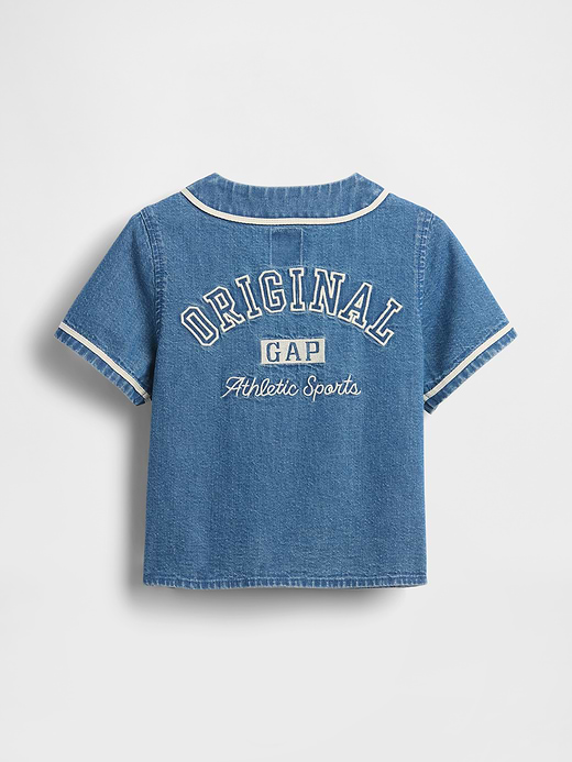 Gap Baby & Toddler Denim Varsity Logo Baseball Shirt — photo 4