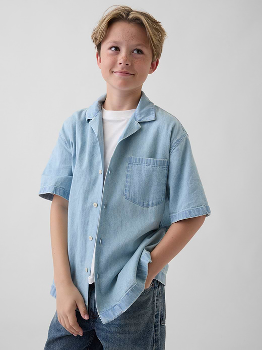 Gap Kids Denim Relaxed Shirt — photo 1