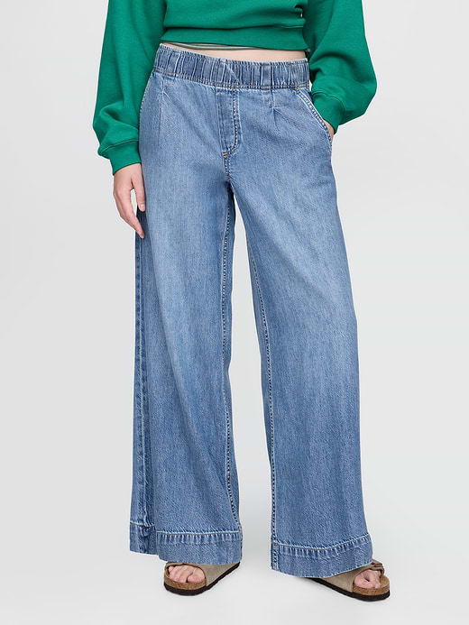 Gap Mid Rise UltraSoft Pleated Easy Baggy Jeans — photo 3