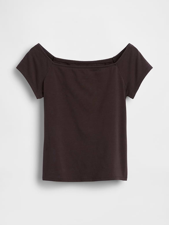 Gap CloseKnit Jersey Off-Shoulder Crop T-Shirt — photo 6