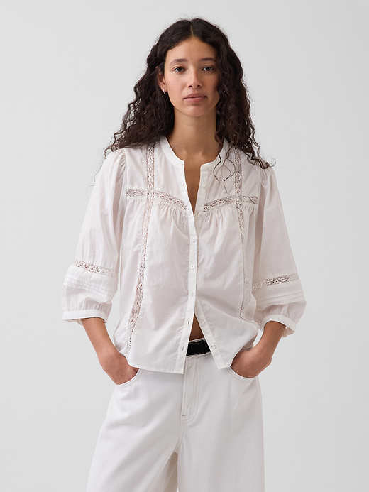 Gap Lace-Trim Button-Front Swing Top — photo 1