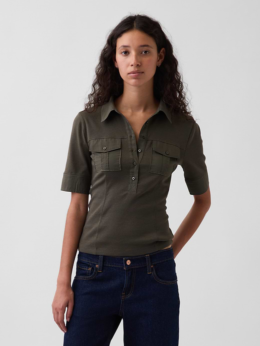 Gap Modern Elbow-Sleeve Utility T-Shirt — photo 1