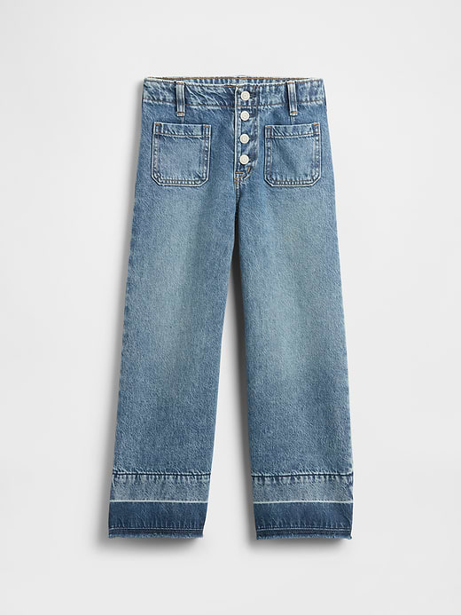 Gap Kids High Rise Stride Wide-Leg Ankle Jeans — photo 3