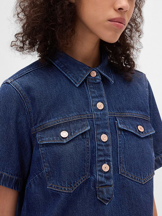 Gap UltraSoft Denim Popover Mini Dress — photo 5