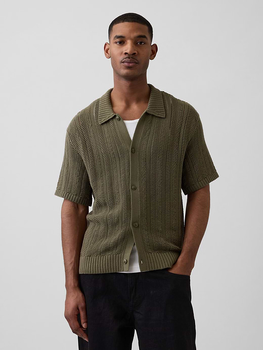 Gap Herringbone Crochet Sweater Shirt — photo 1