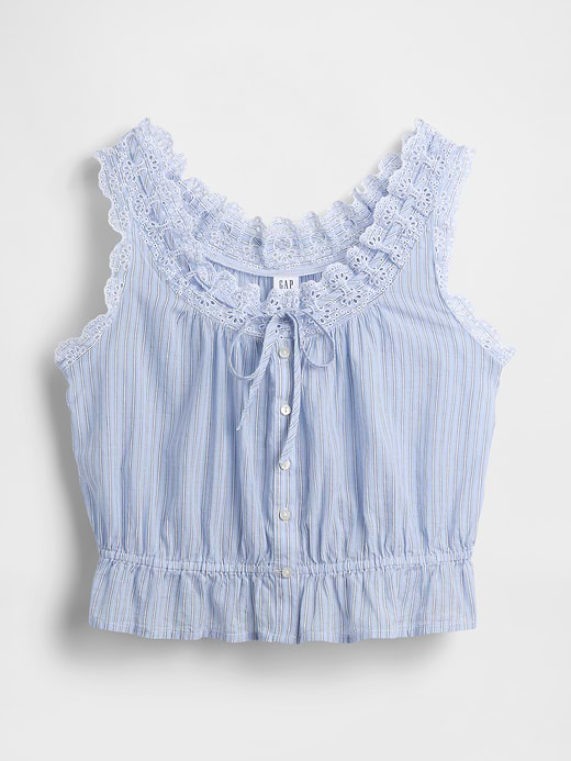 Gap Eyelet Tie-Front Crop Peplum Top — photo 6