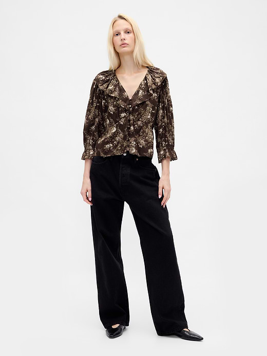 Gap Ruffle Collar V-Neck Top — photo 3