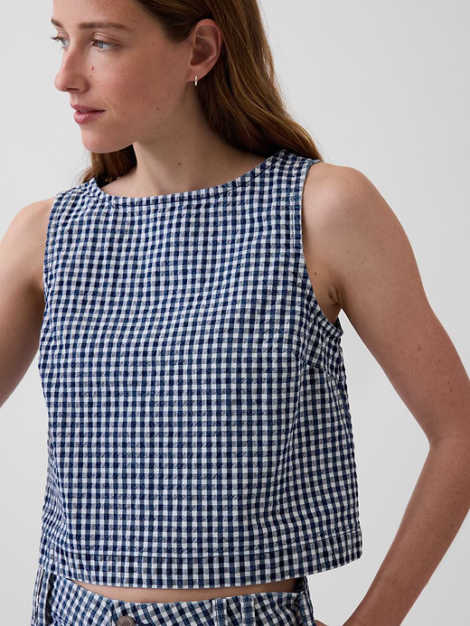 Gap Gingham Denim Crop Shell Tank Top — photo 5