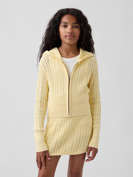 Gap Kids 100% Cotton Cable-Knit Sweater Zip Hoodie — photo 1