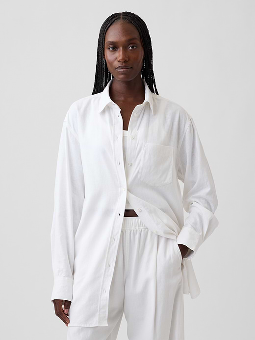 Gap Linen-Blend Oversized Tunic Shirt — photo 1