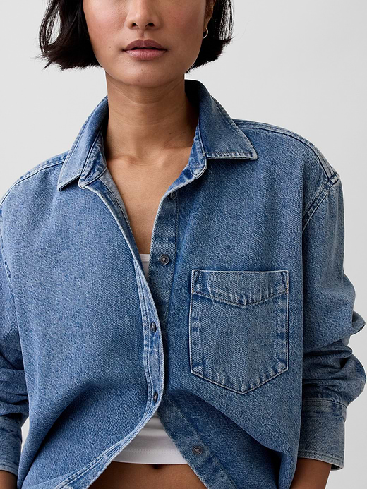 Gap UltraSoft Denim Oversized Shirt — photo 5
