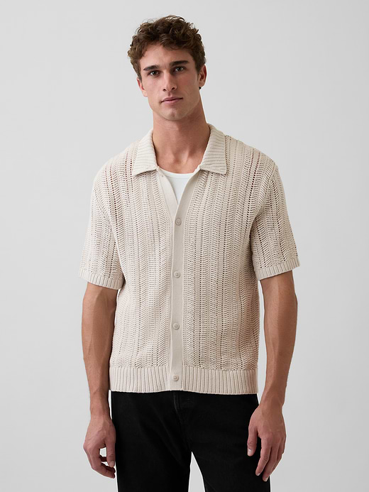 Gap Herringbone Crochet Sweater Shirt — photo 1
