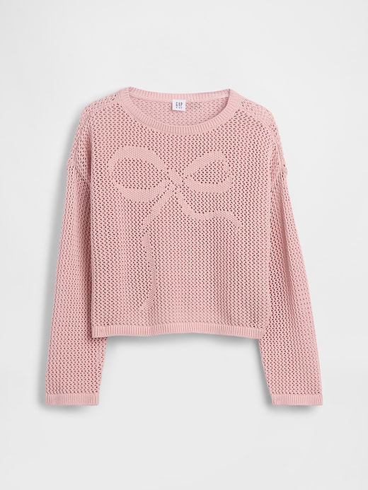 Gap Kids 100% Cotton Crochet Oversized Graphic Sweater — photo 3