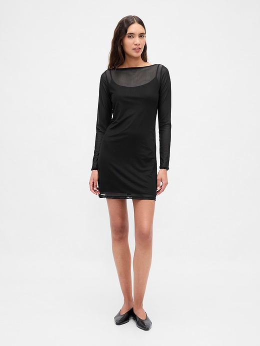 Gap Mesh Boatneck Mini Dress — photo 1