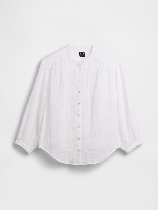 Gap Cotton Gauze Oversized Collarless Shirt — photo 7