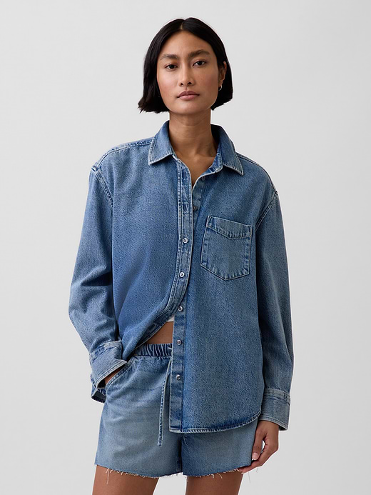 Gap UltraSoft Denim Oversized Shirt — photo 1