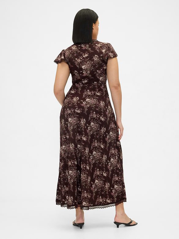 Gap Lace-Trim V-Neck Crepe Maxi Dress — photo 7