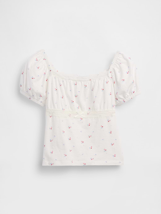 Gap Kids Lace-Trim Puff-Sleeve Top — photo 3